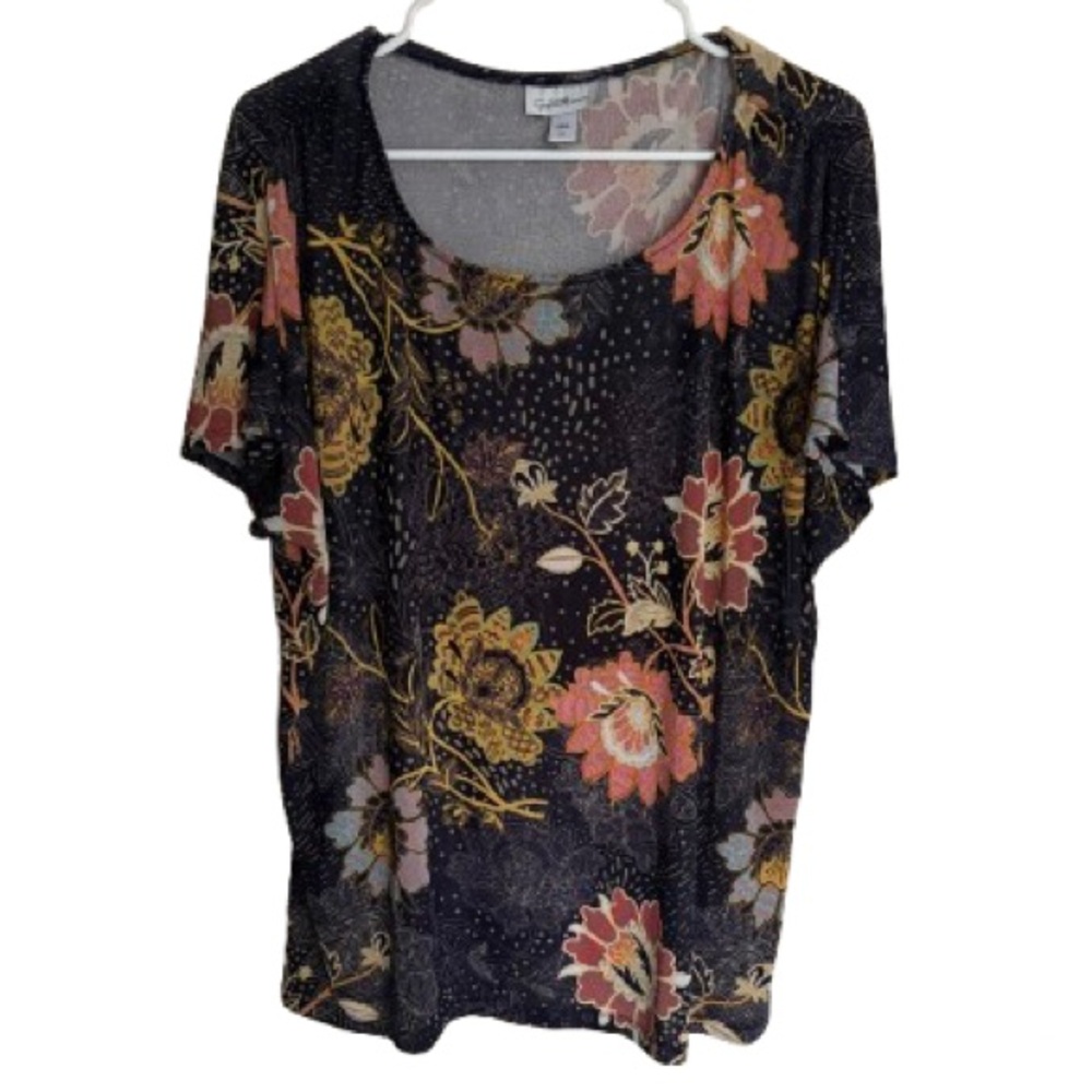 Dark Plum Top with Floral Design